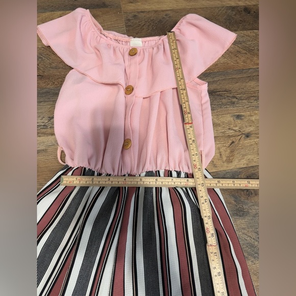🌸 Just Kids Pink and Striped Jumpsuit - Size 14 🌸 - Picture 3 of 4